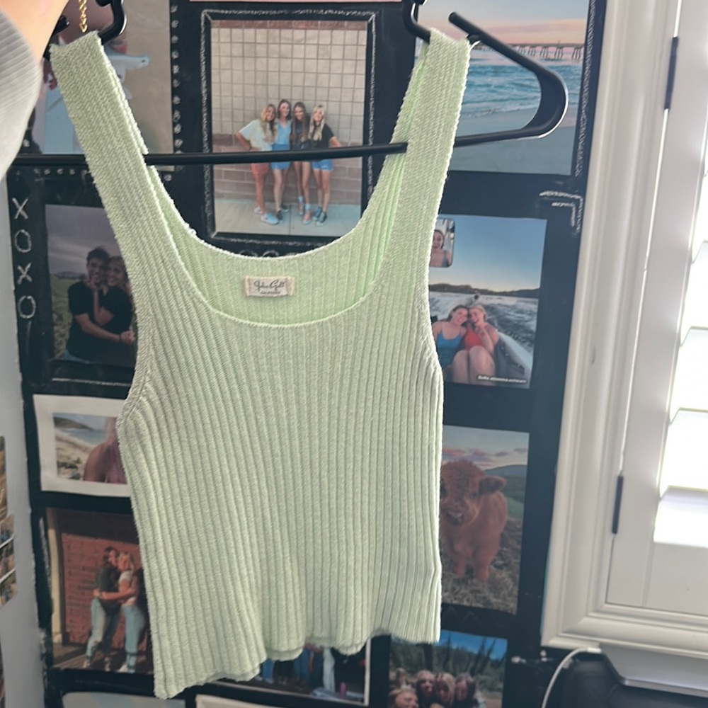 cropped knitted tank top mint green